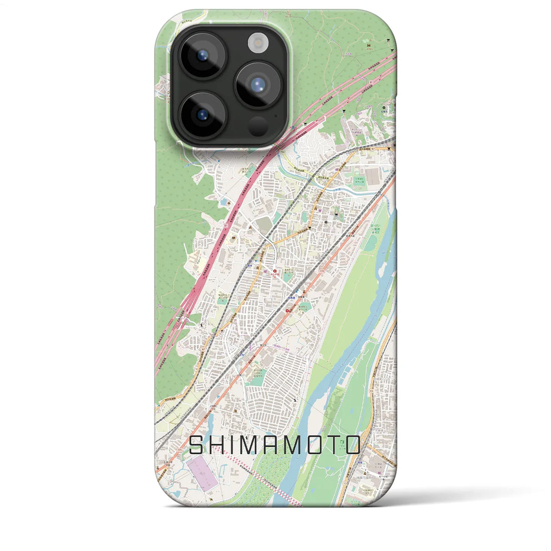 【島本】地図柄iPhoneケース（バックカバータイプ・ナチュラル）iPhone 15 Pro Max 用