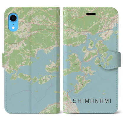 【しまなみ2（広島県）】地図柄iPhoneケース（手帳タイプ）ナチュラル・iPhone XR 用