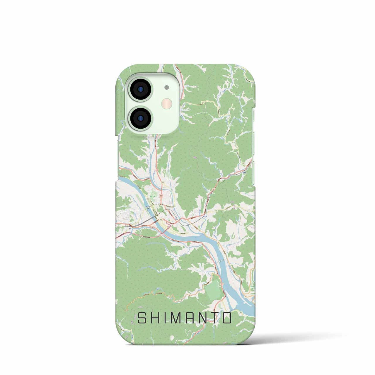 【四万十】地図柄iPhoneケース（バックカバータイプ・ナチュラル）iPhone 12 mini 用