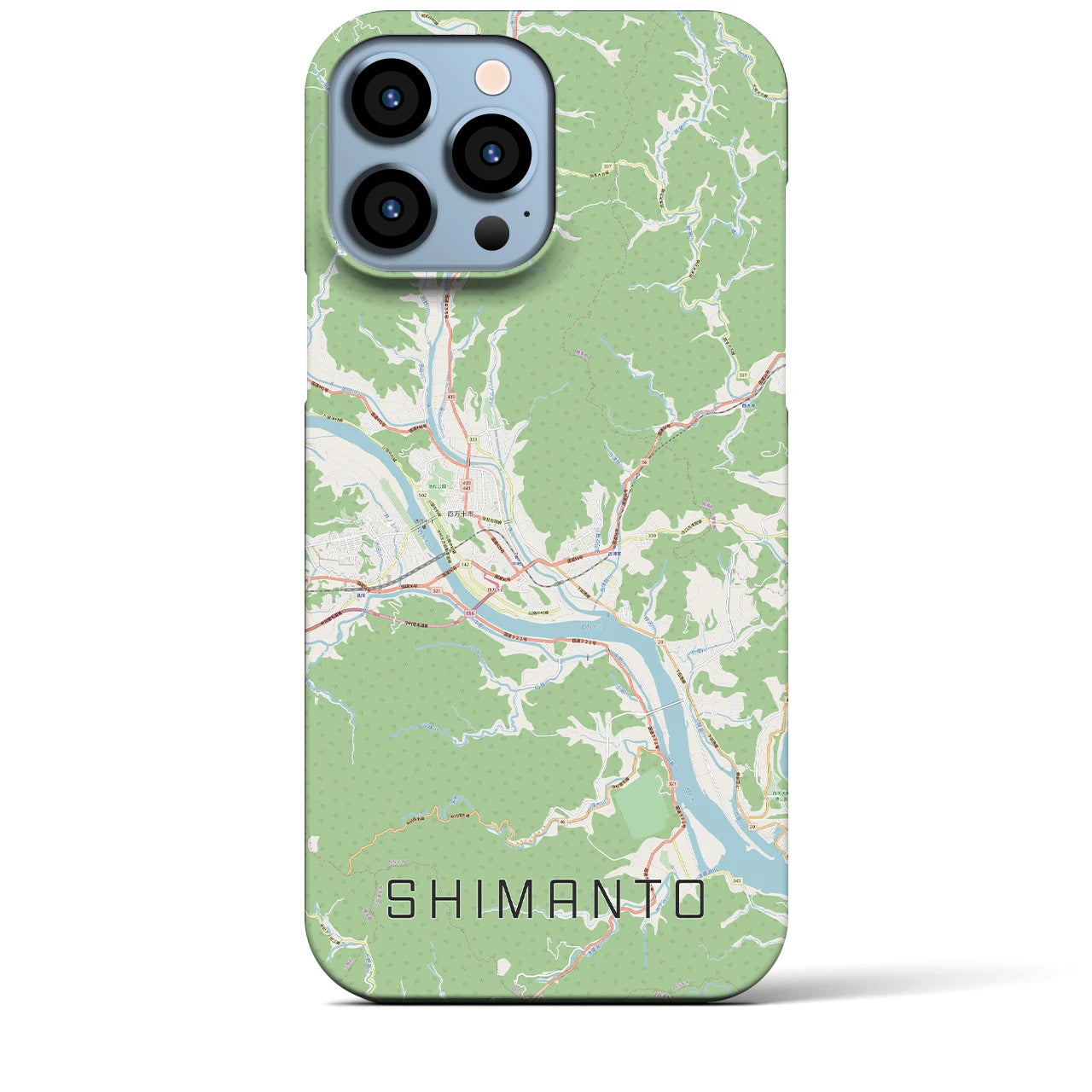 【四万十】地図柄iPhoneケース（バックカバータイプ・ナチュラル）iPhone 13 Pro Max 用