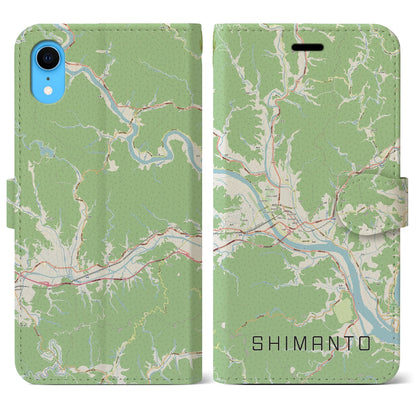 【四万十（高知県）】地図柄iPhoneケース（手帳タイプ）ナチュラル・iPhone XR 用