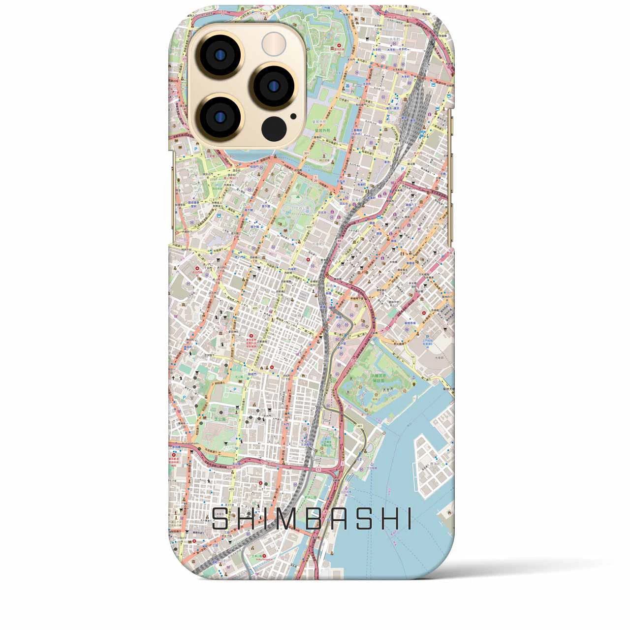 【新橋】地図柄iPhoneケース（バックカバータイプ・ナチュラル）iPhone 12 Pro Max 用