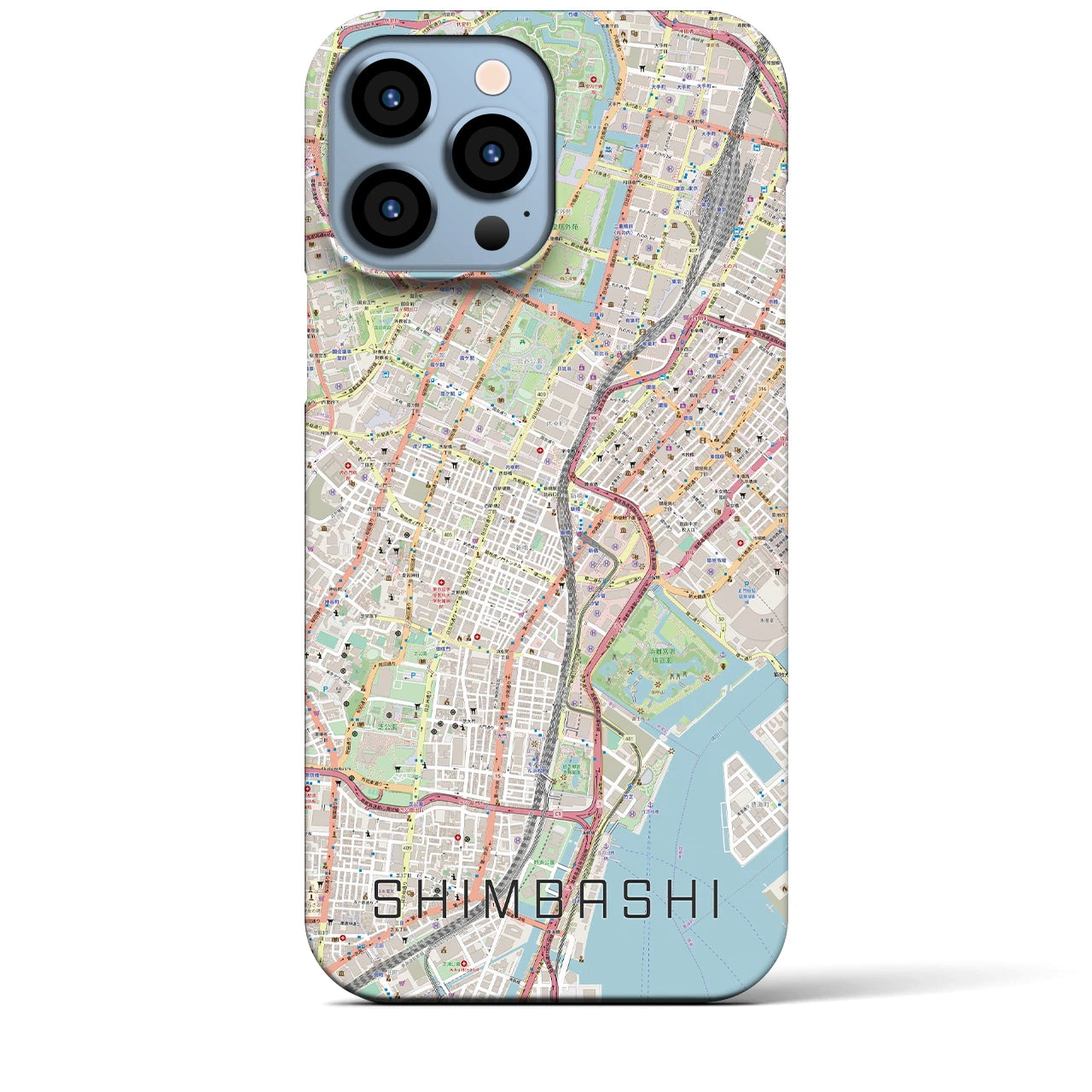 【新橋】地図柄iPhoneケース（バックカバータイプ・ナチュラル）iPhone 13 Pro Max 用
