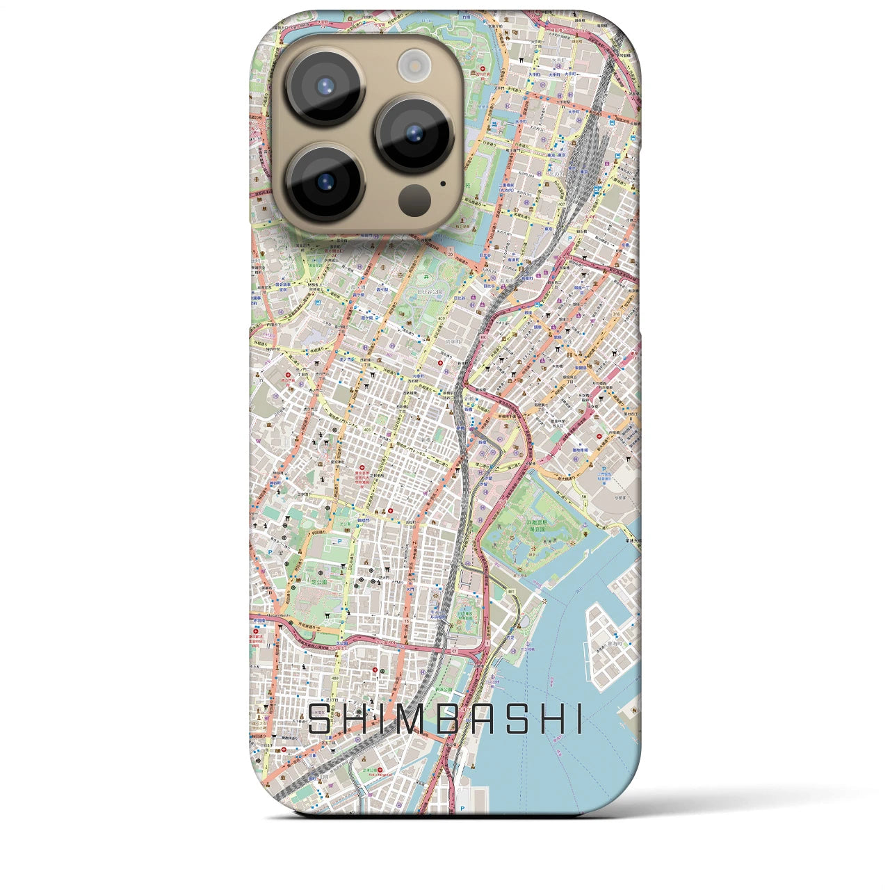 【新橋】地図柄iPhoneケース（バックカバータイプ・ナチュラル）iPhone 14 Pro Max 用