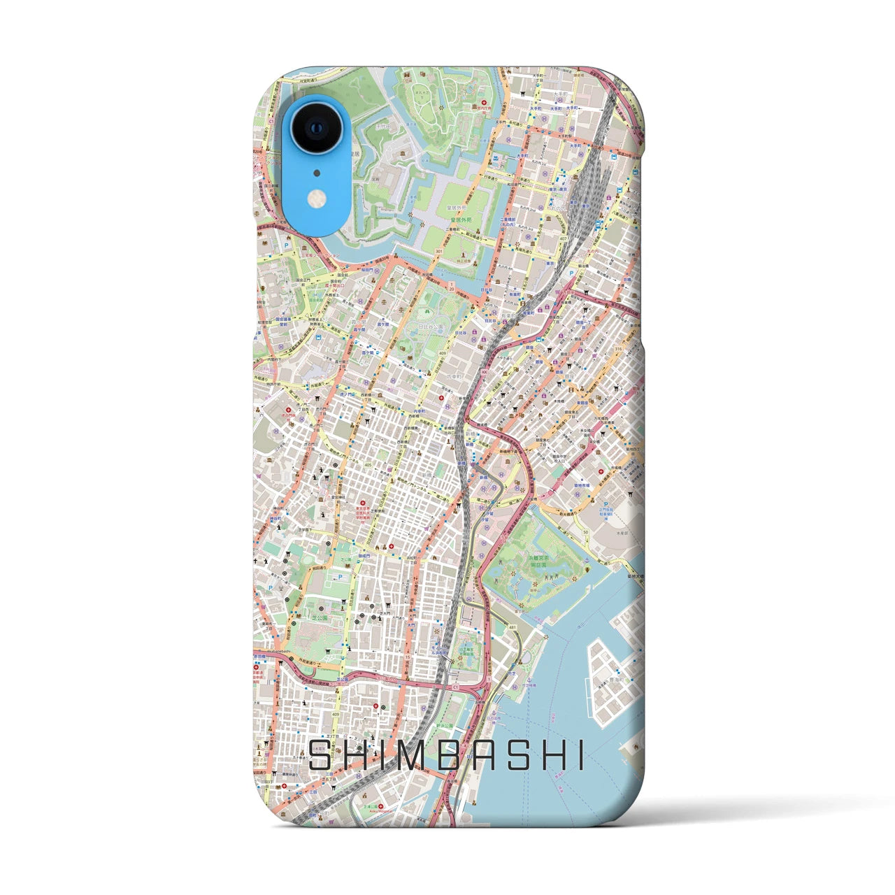 【新橋】地図柄iPhoneケース（バックカバータイプ・ナチュラル）iPhone XR 用