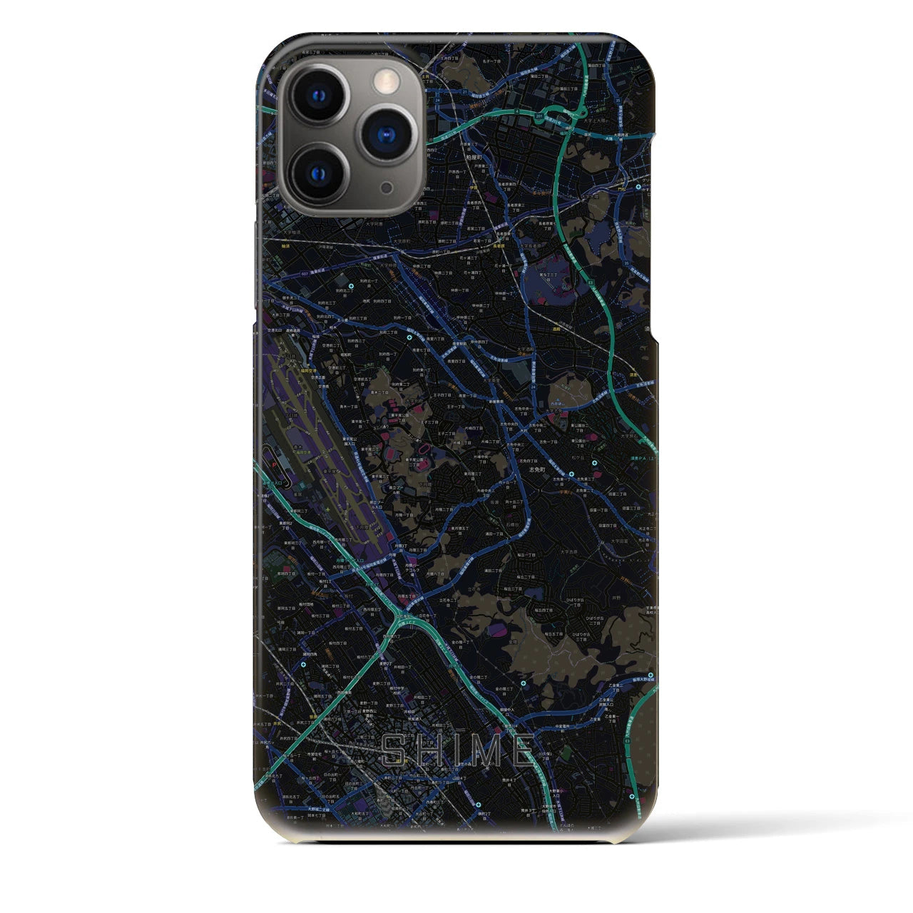【志免】地図柄iPhoneケース（バックカバータイプ・ブラック）iPhone 11 Pro Max 用