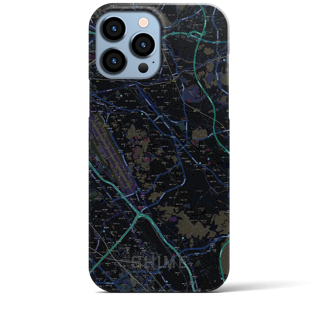 【志免】地図柄iPhoneケース（バックカバータイプ・ブラック）iPhone 13 Pro Max 用