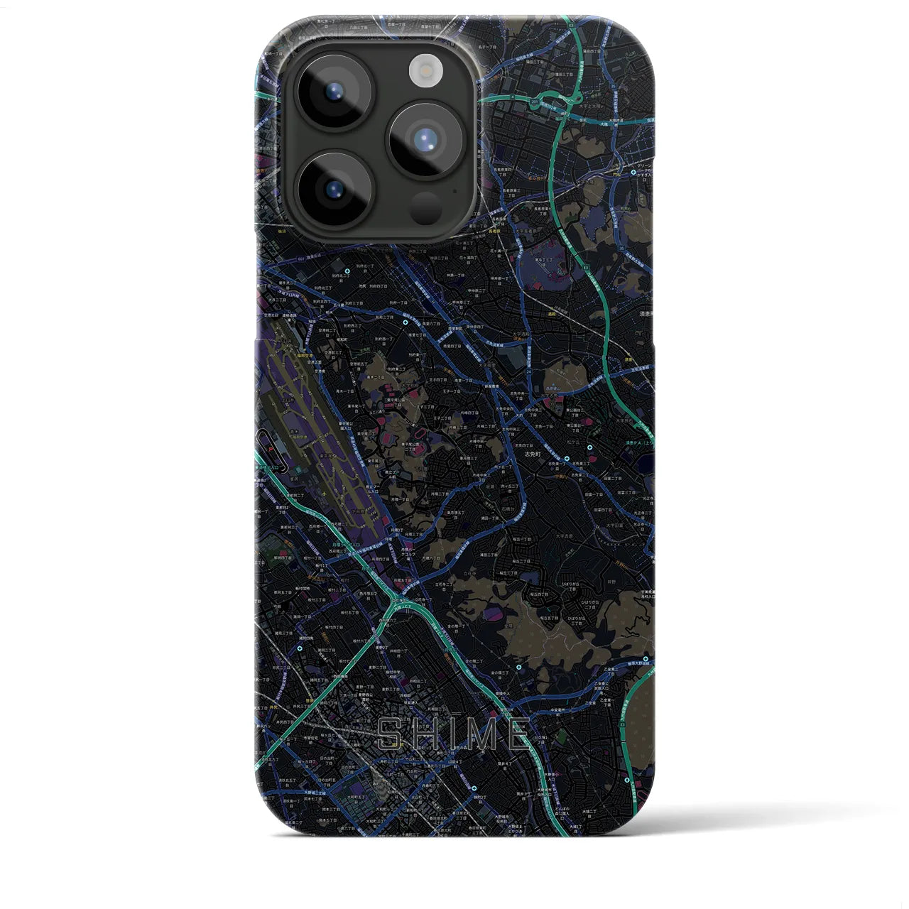 【志免】地図柄iPhoneケース（バックカバータイプ・ブラック）iPhone 15 Pro Max 用