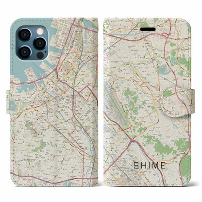 【志免（福岡県）】地図柄iPhoneケース（手帳タイプ）ナチュラル・iPhone 12 / 12 Pro 用