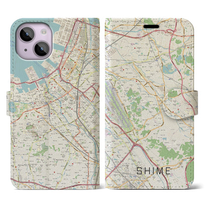 【志免（福岡県）】地図柄iPhoneケース（手帳タイプ）ナチュラル・iPhone 14 用