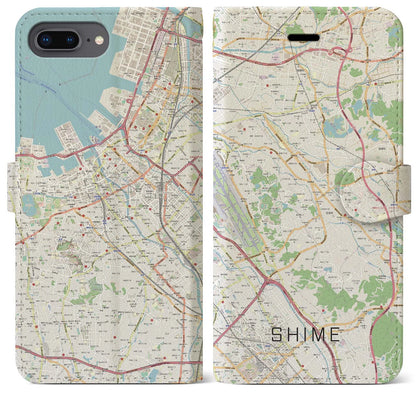 【志免（福岡県）】地図柄iPhoneケース（手帳タイプ）ナチュラル・iPhone 8Plus /7Plus / 6sPlus / 6Plus 用