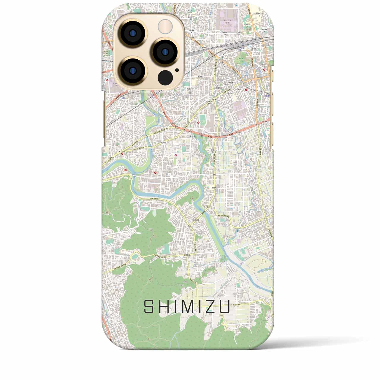 【清水（静岡県清水町）】地図柄iPhoneケース（バックカバータイプ・ナチュラル）iPhone 12 Pro Max 用