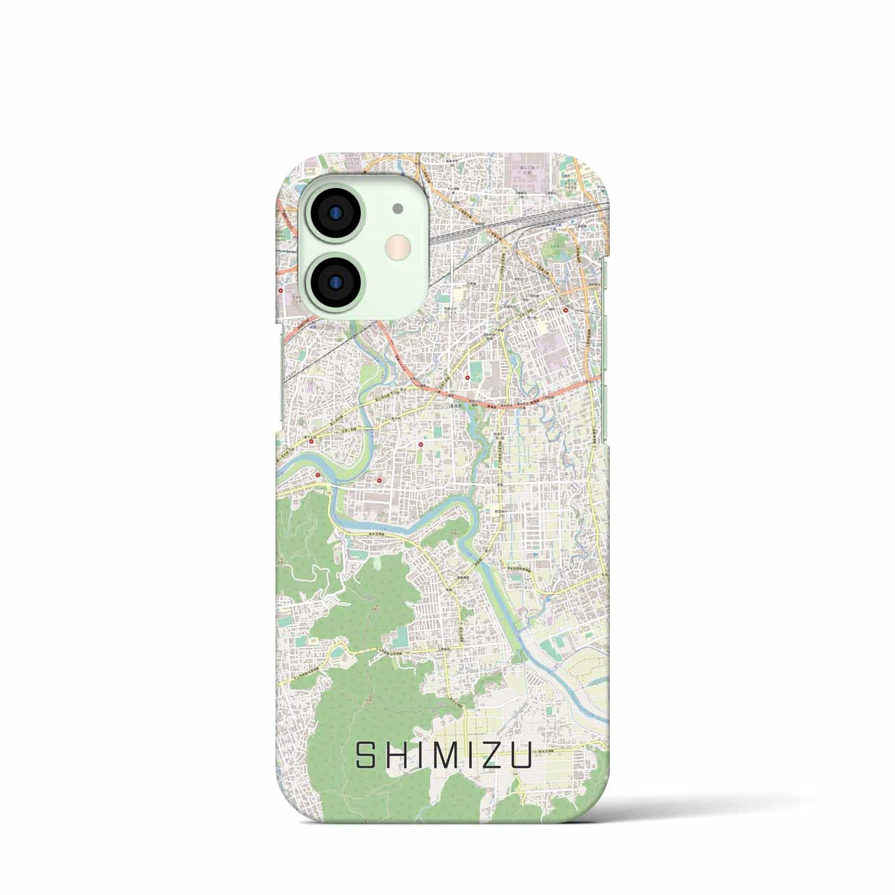 【清水（静岡県清水町）】地図柄iPhoneケース（バックカバータイプ・ナチュラル）iPhone 12 mini 用