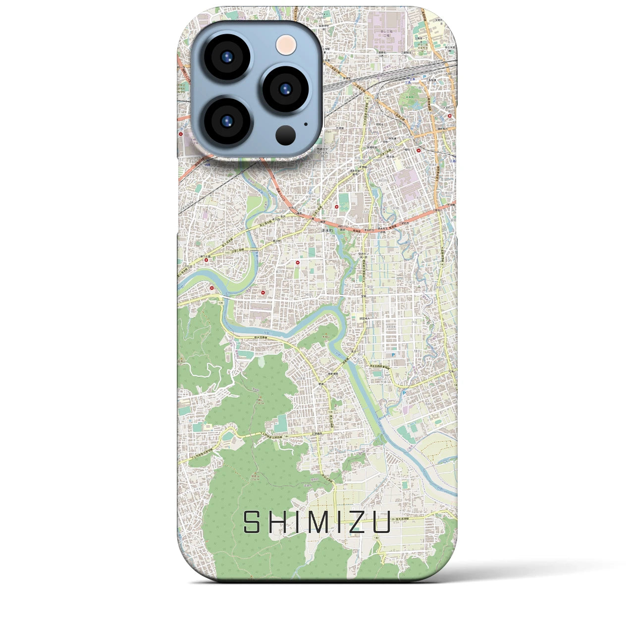 【清水（静岡県清水町）】地図柄iPhoneケース（バックカバータイプ・ナチュラル）iPhone 13 Pro Max 用