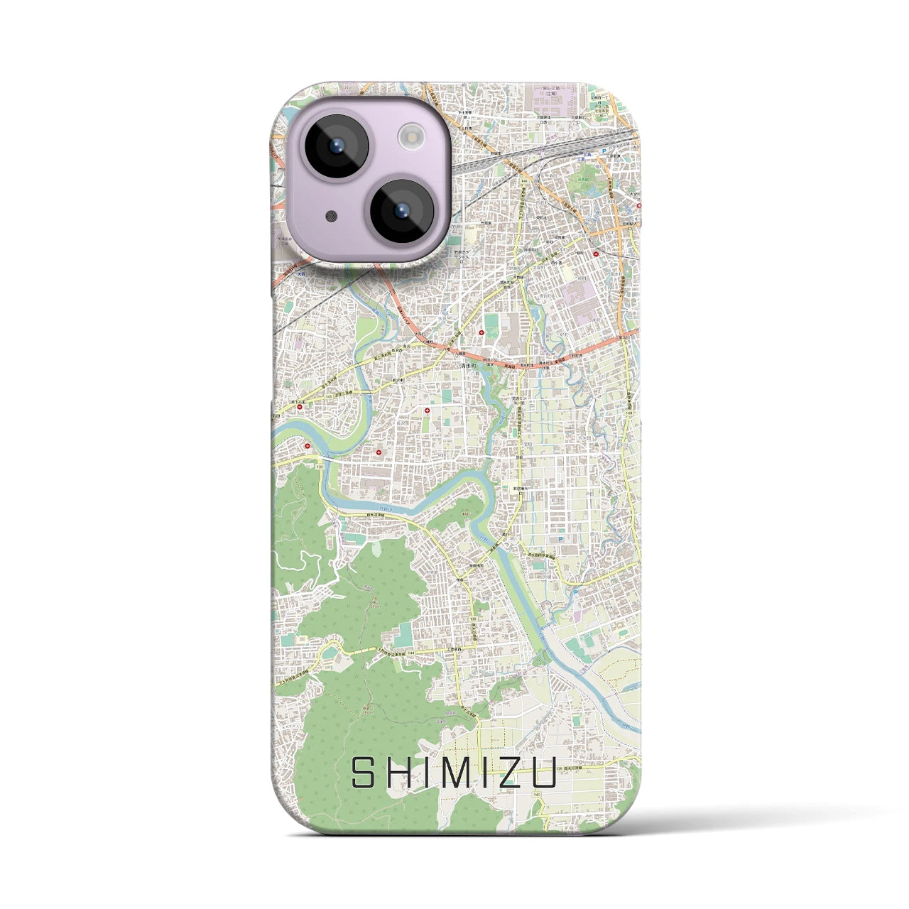 【清水（静岡県清水町）】地図柄iPhoneケース（バックカバータイプ・ナチュラル）iPhone 14 用