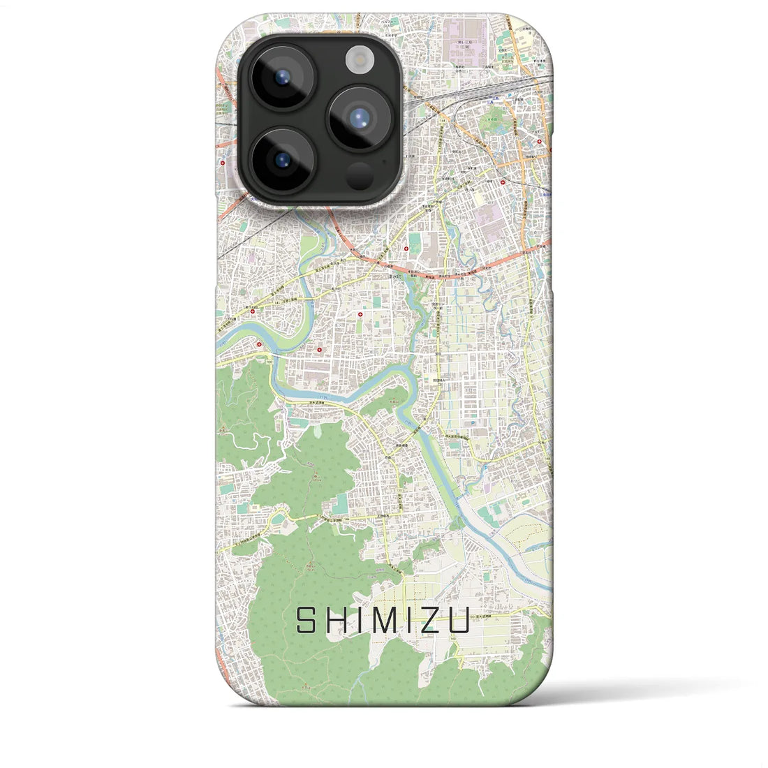 【清水（静岡県清水町）】地図柄iPhoneケース（バックカバータイプ・ナチュラル）iPhone 15 Pro Max 用