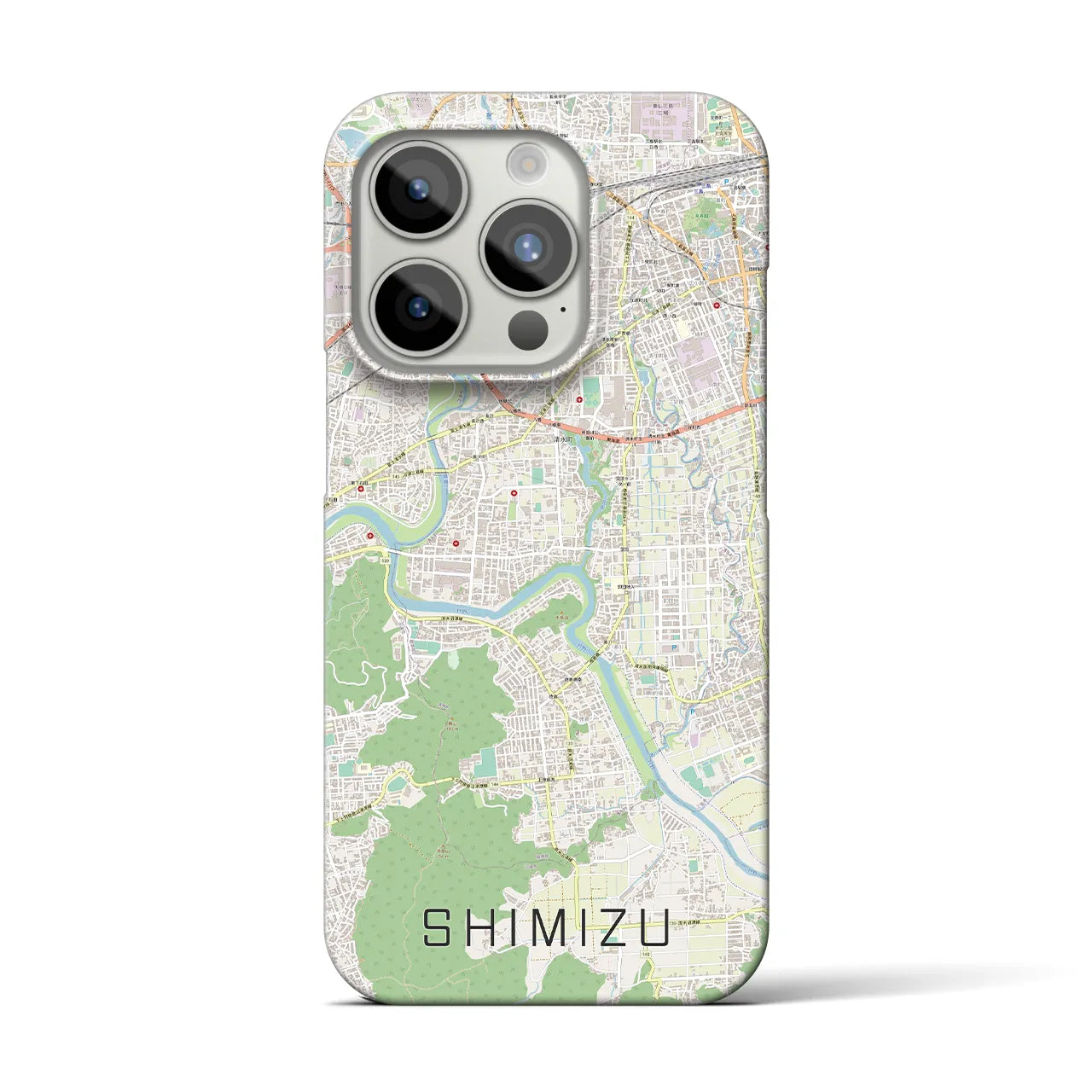 【清水（静岡県清水町）】地図柄iPhoneケース（バックカバータイプ・ナチュラル）iPhone 15 Pro 用