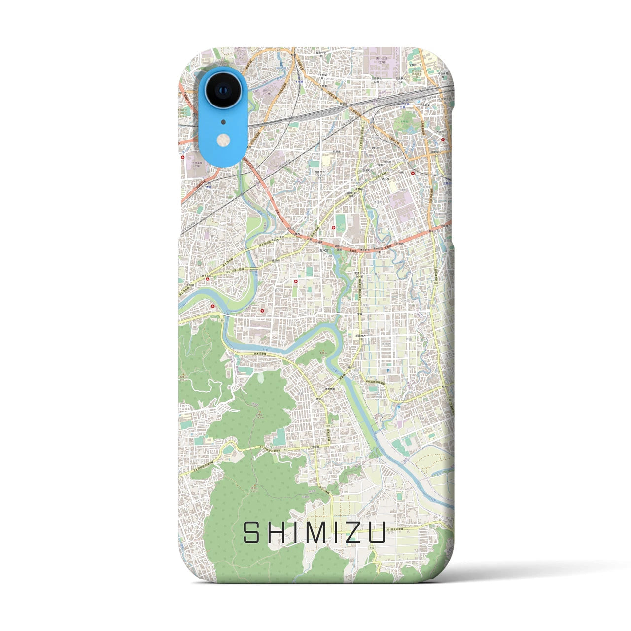 【清水（静岡県清水町）】地図柄iPhoneケース（バックカバータイプ・ナチュラル）iPhone XR 用