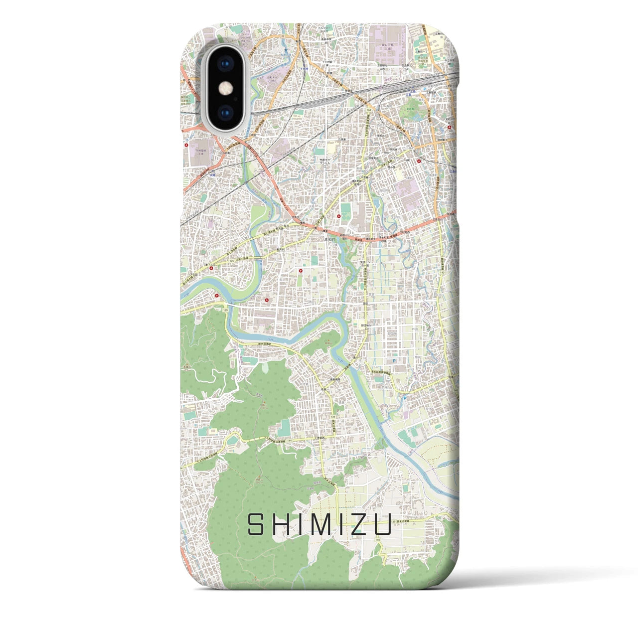 【清水（静岡県清水町）】地図柄iPhoneケース（バックカバータイプ・ナチュラル）iPhone XS Max 用
