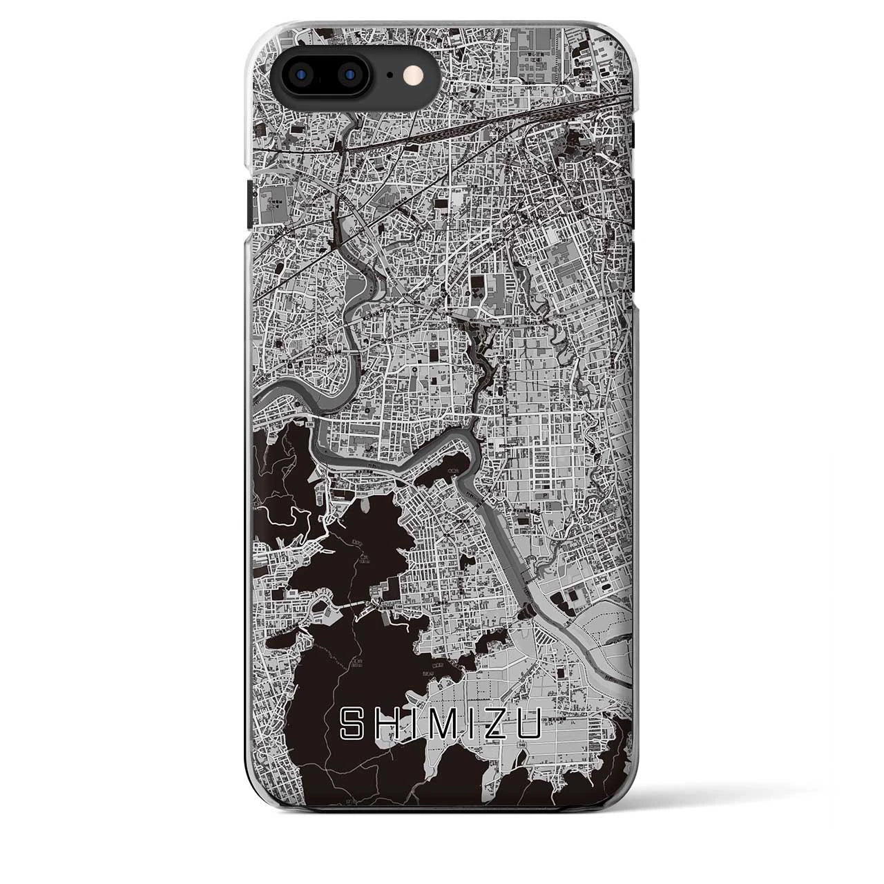 【清水（静岡県清水町）】地図柄iPhoneケース（クリアタイプ・モノトーン）iPhone 8Plus /7Plus / 6sPlus / 6Plus 用