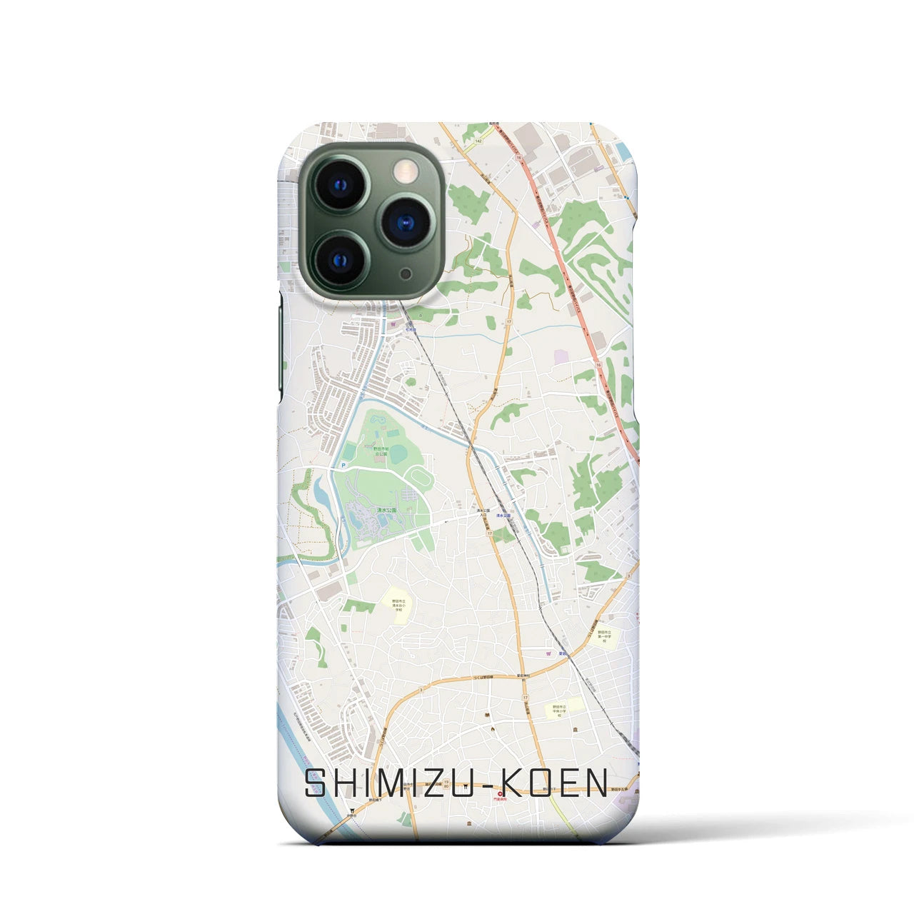 【清水公園】地図柄iPhoneケース（バックカバータイプ・ナチュラル）iPhone 11 Pro 用