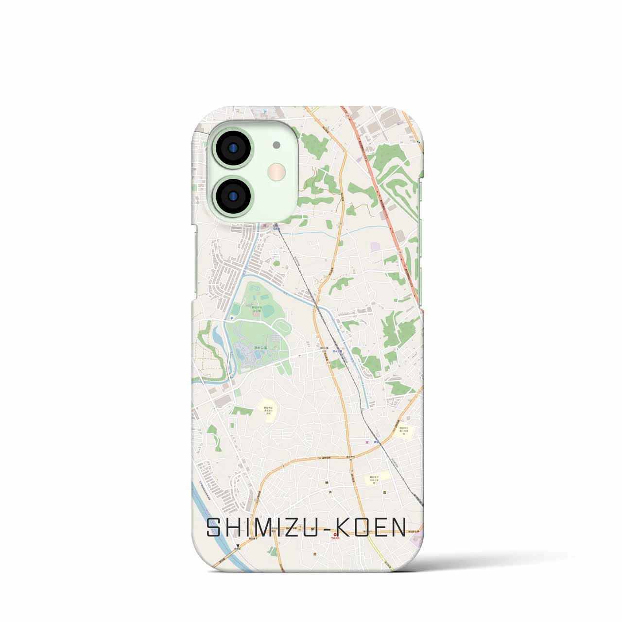 【清水公園】地図柄iPhoneケース（バックカバータイプ・ナチュラル）iPhone 12 mini 用