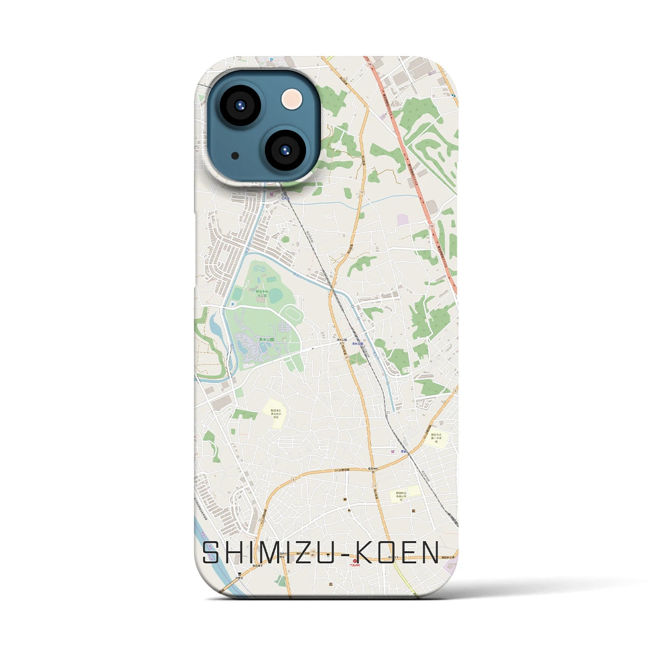 【清水公園】地図柄iPhoneケース（バックカバータイプ・ナチュラル）iPhone 13 用