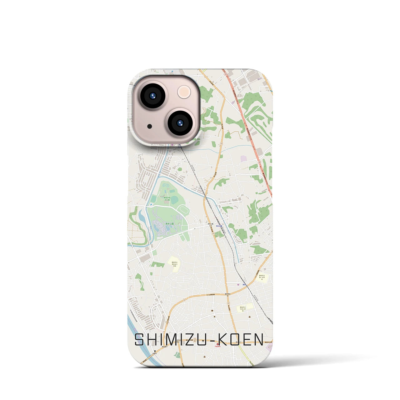 【清水公園】地図柄iPhoneケース（バックカバータイプ・ナチュラル）iPhone 13 mini 用
