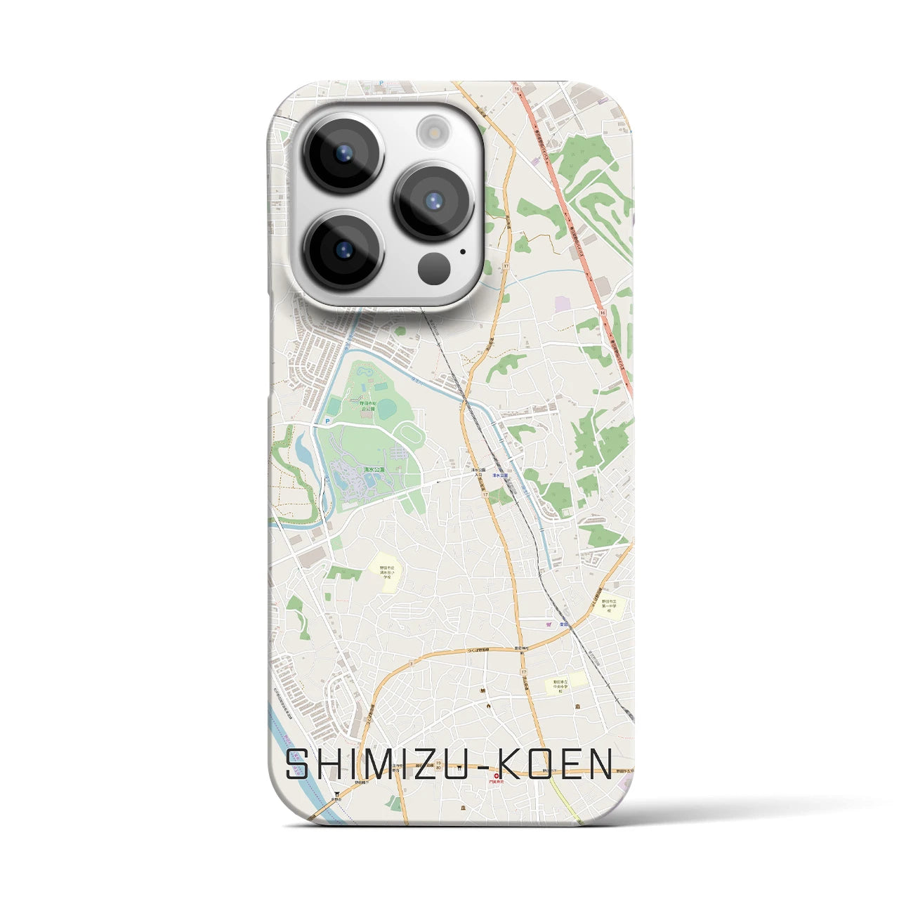 【清水公園】地図柄iPhoneケース（バックカバータイプ・ナチュラル）iPhone 14 Pro 用