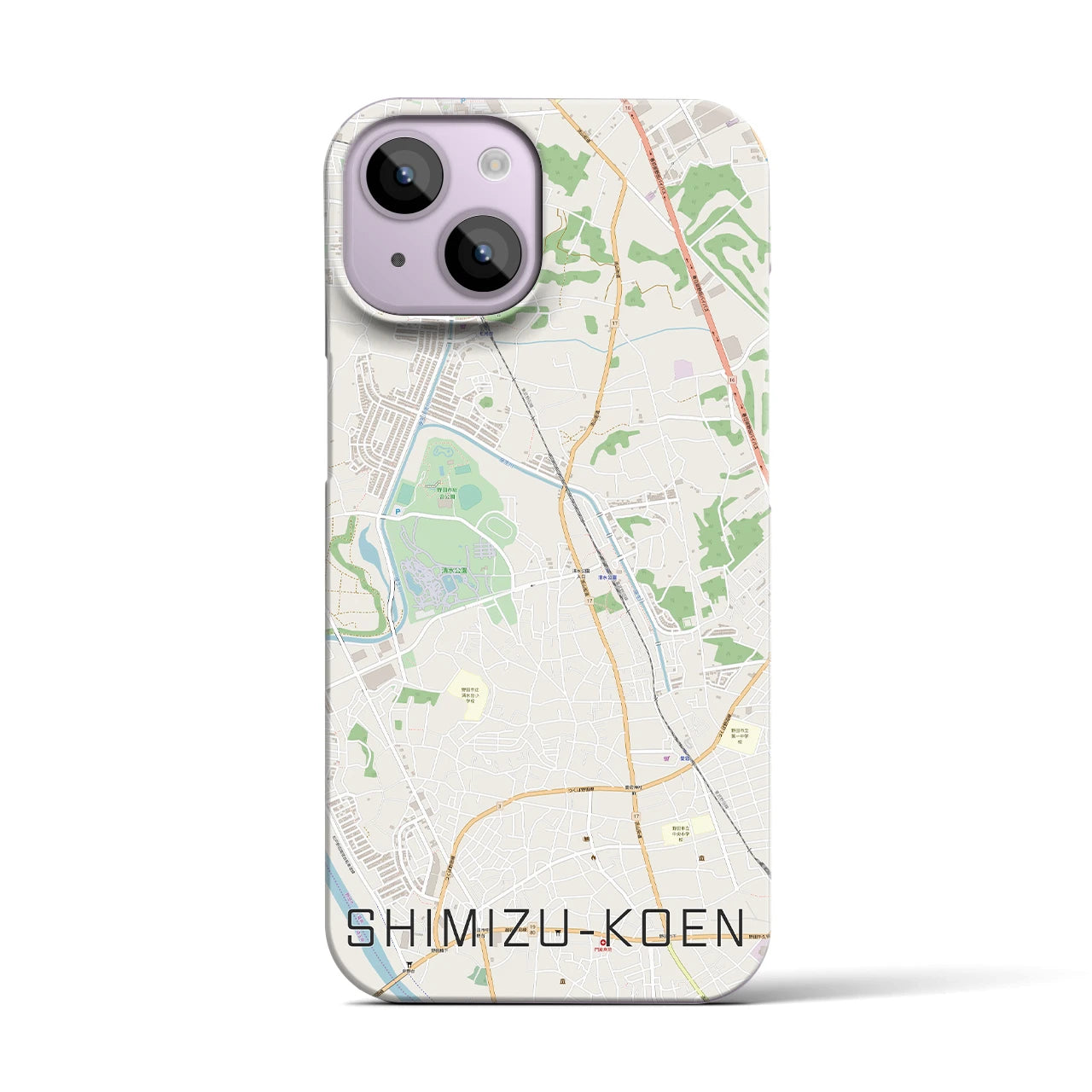 【清水公園】地図柄iPhoneケース（バックカバータイプ・ナチュラル）iPhone 14 用