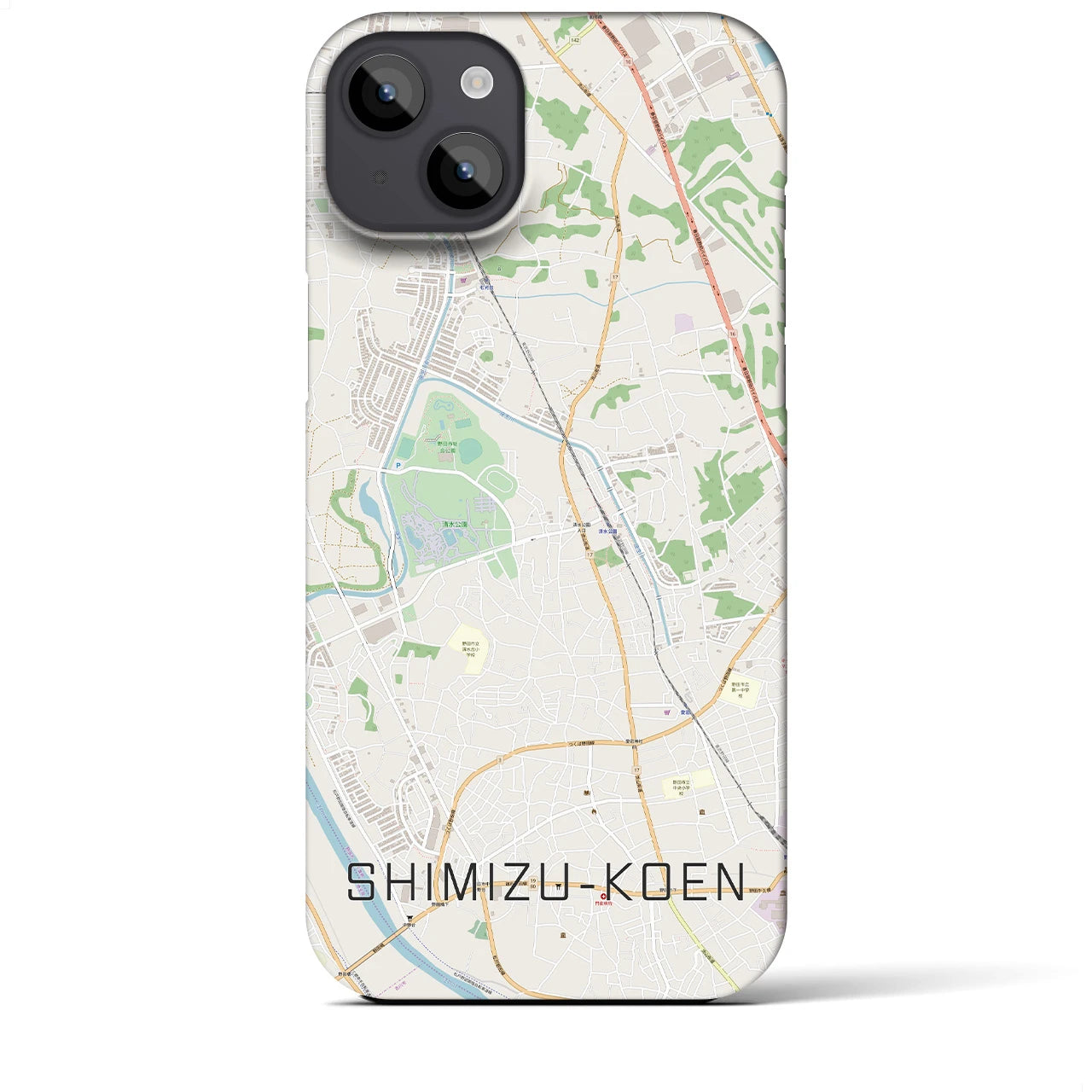 【清水公園】地図柄iPhoneケース（バックカバータイプ・ナチュラル）iPhone 14 Plus 用