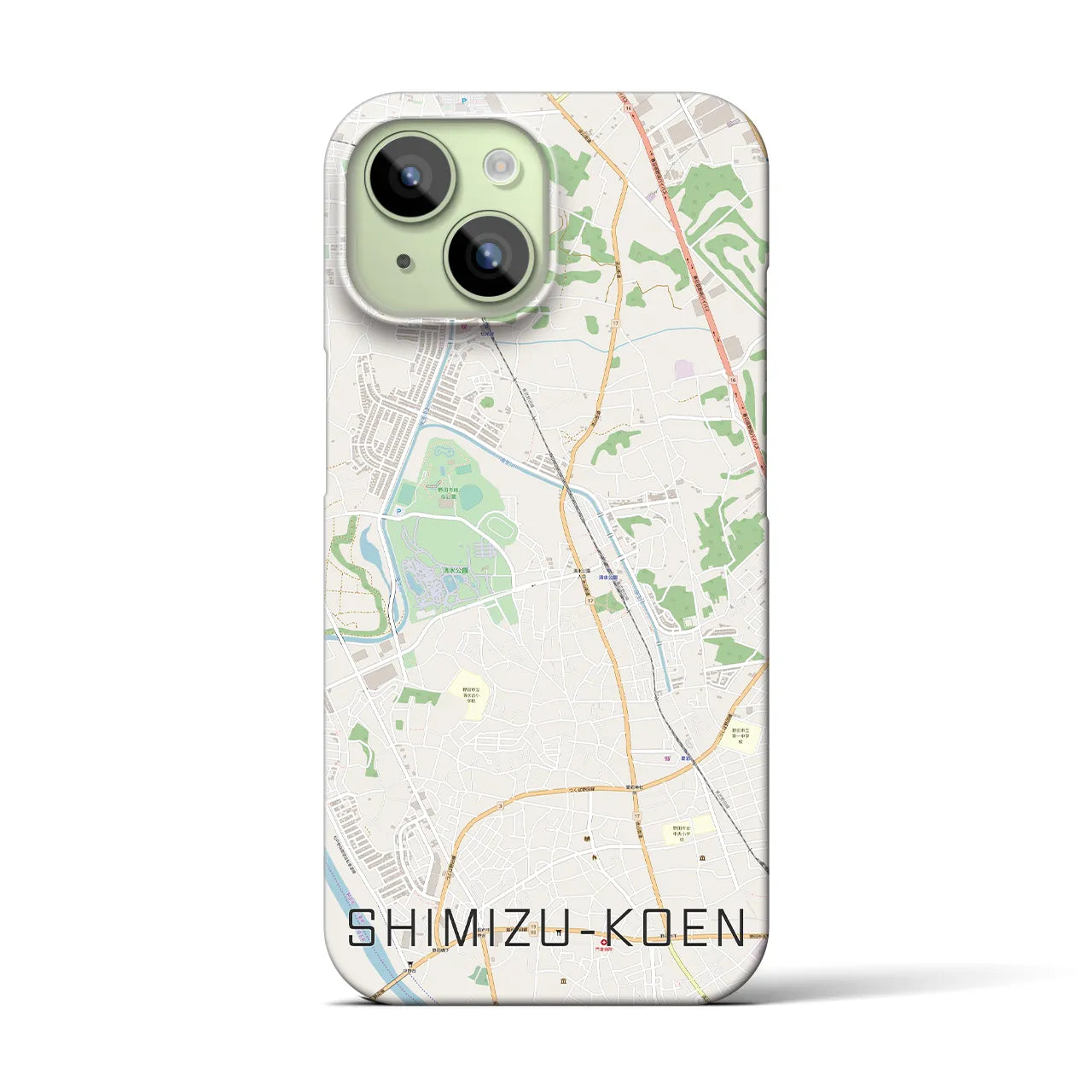 【清水公園】地図柄iPhoneケース（バックカバータイプ・ナチュラル）iPhone 15 用