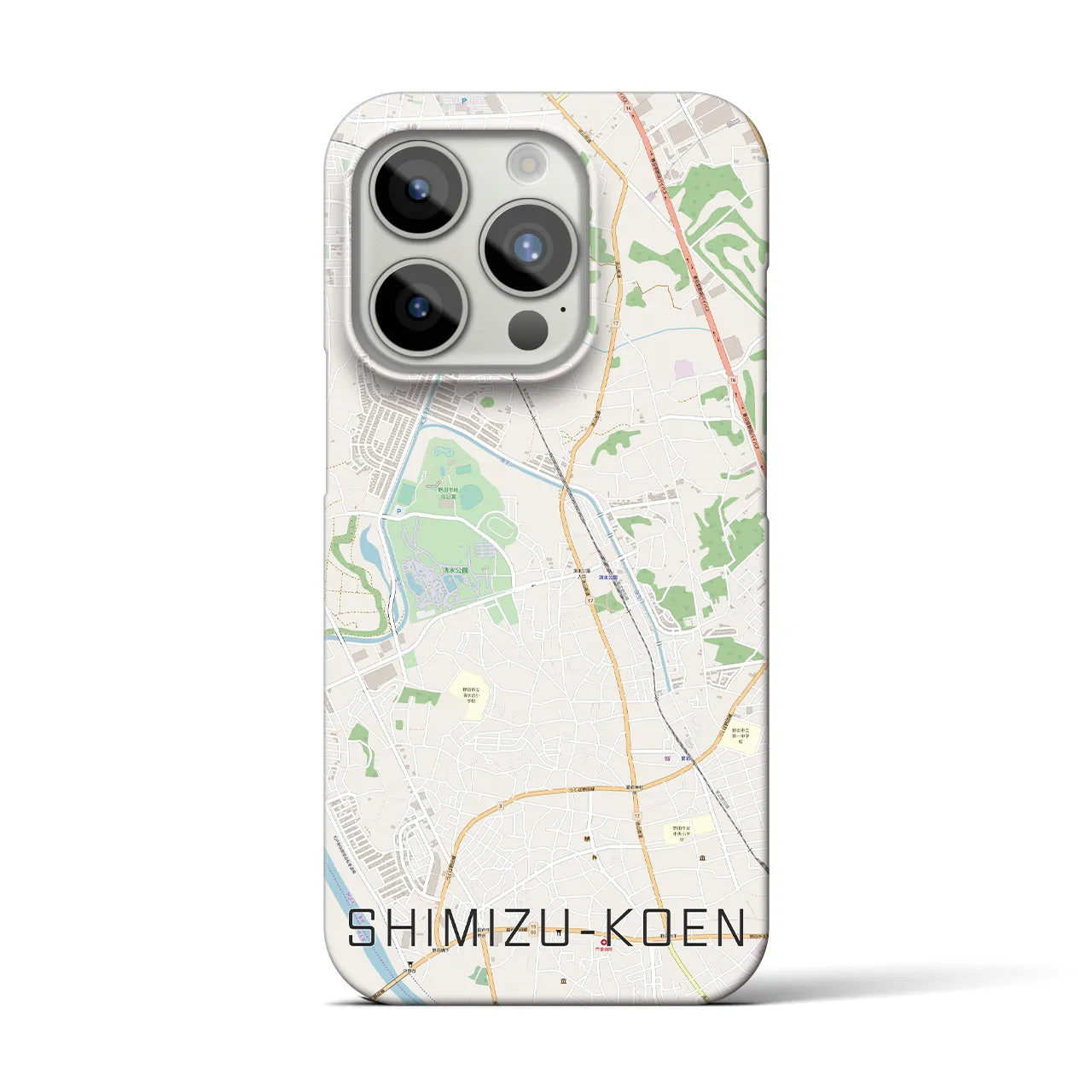 【清水公園】地図柄iPhoneケース（バックカバータイプ・ナチュラル）iPhone 15 Pro 用
