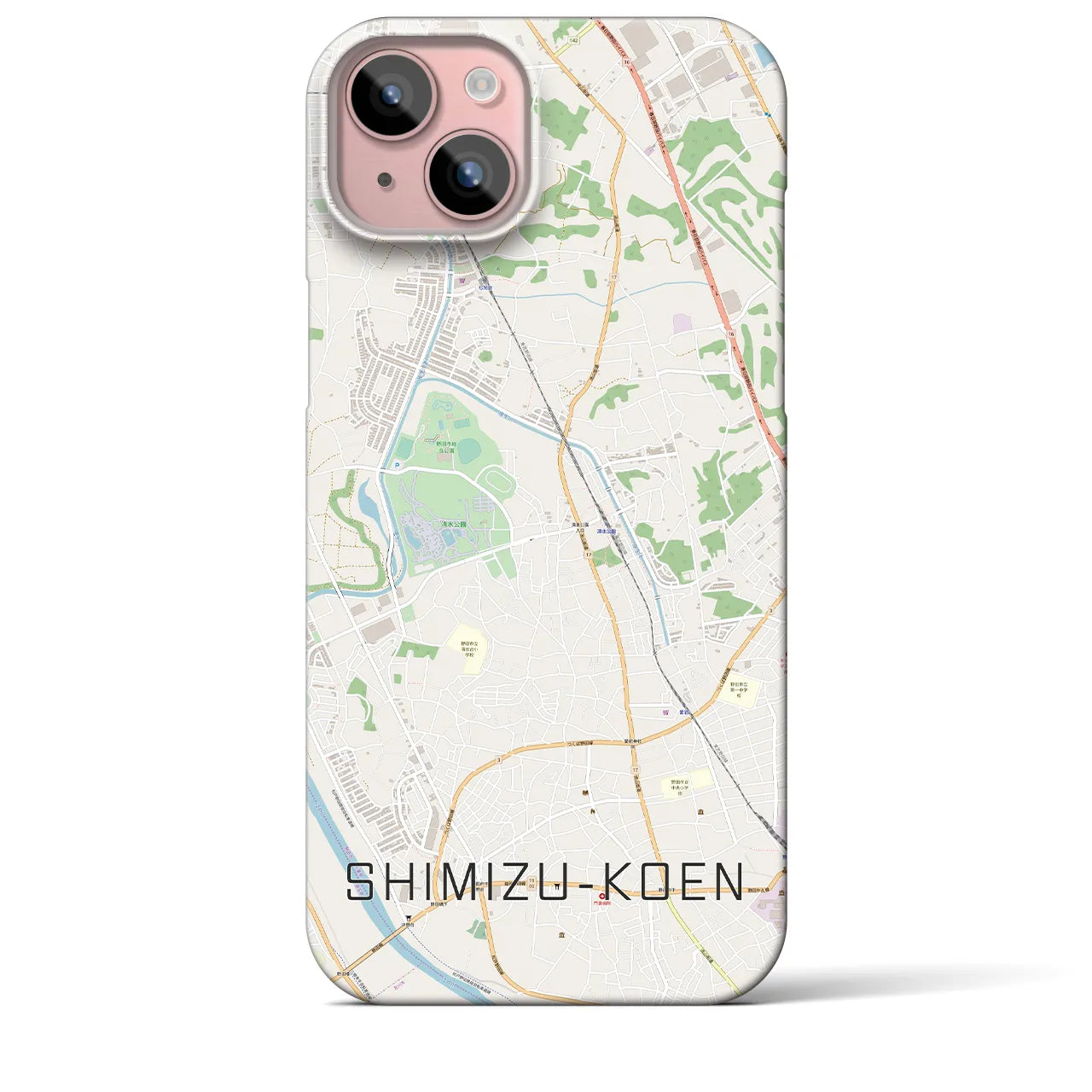【清水公園】地図柄iPhoneケース（バックカバータイプ・ナチュラル）iPhone 15 Plus 用
