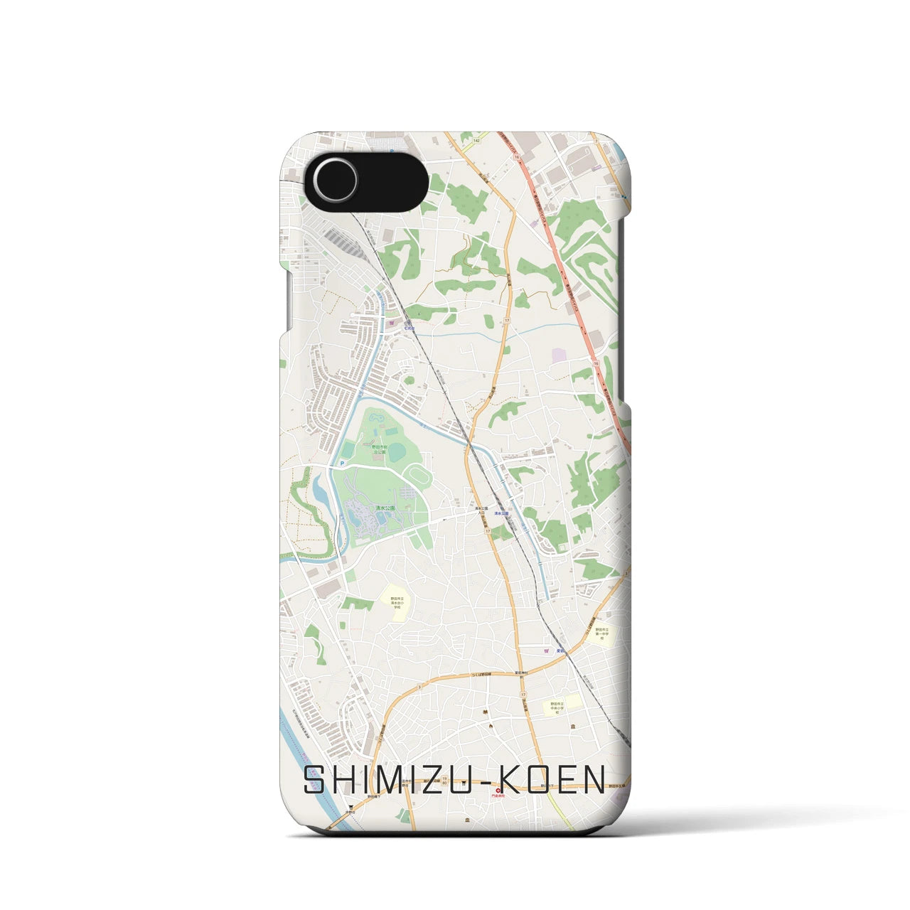 【清水公園】地図柄iPhoneケース（バックカバータイプ・ナチュラル）iPhone SE（第3 / 第2世代） / 8 / 7 / 6s / 6 用