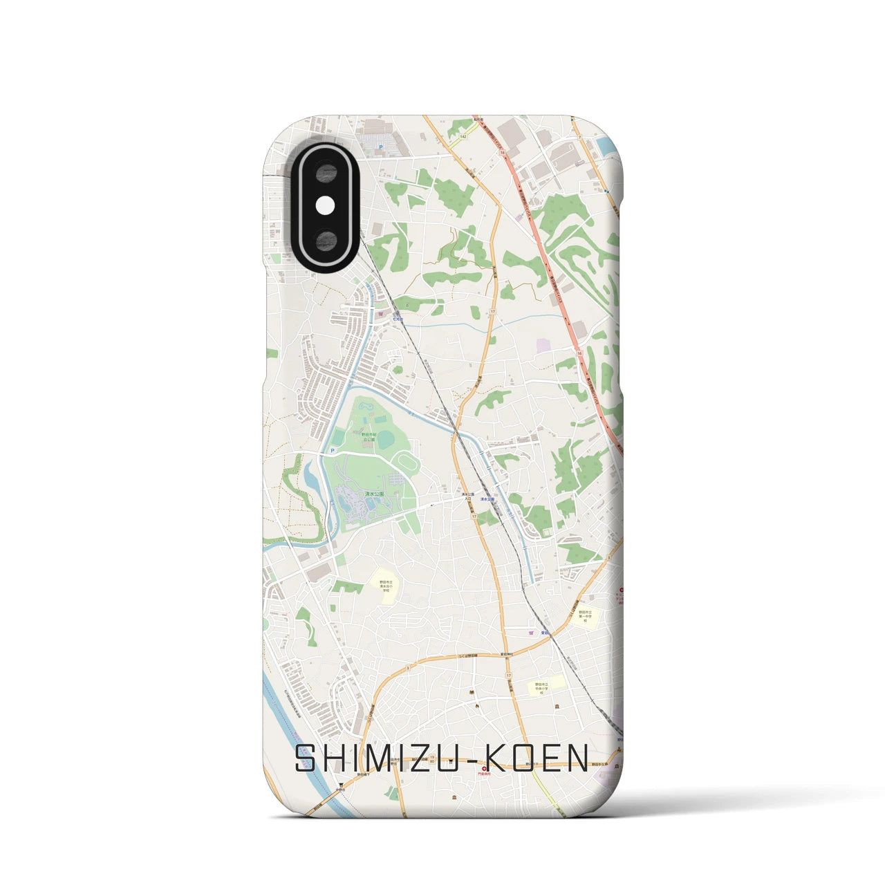 【清水公園】地図柄iPhoneケース（バックカバータイプ・ナチュラル）iPhone XS / X 用