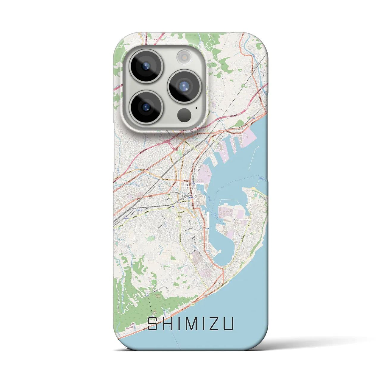 【清水】地図柄iPhoneケース（バックカバータイプ・ナチュラル）iPhone 15 Pro 用