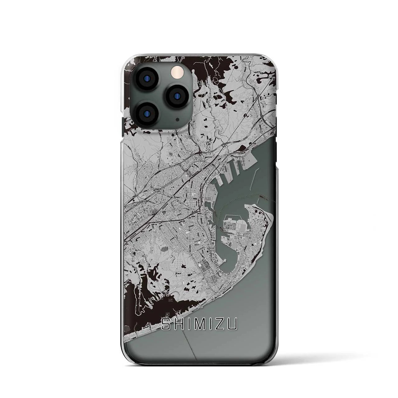 【清水】地図柄iPhoneケース（クリアタイプ・モノトーン）iPhone 11 Pro 用