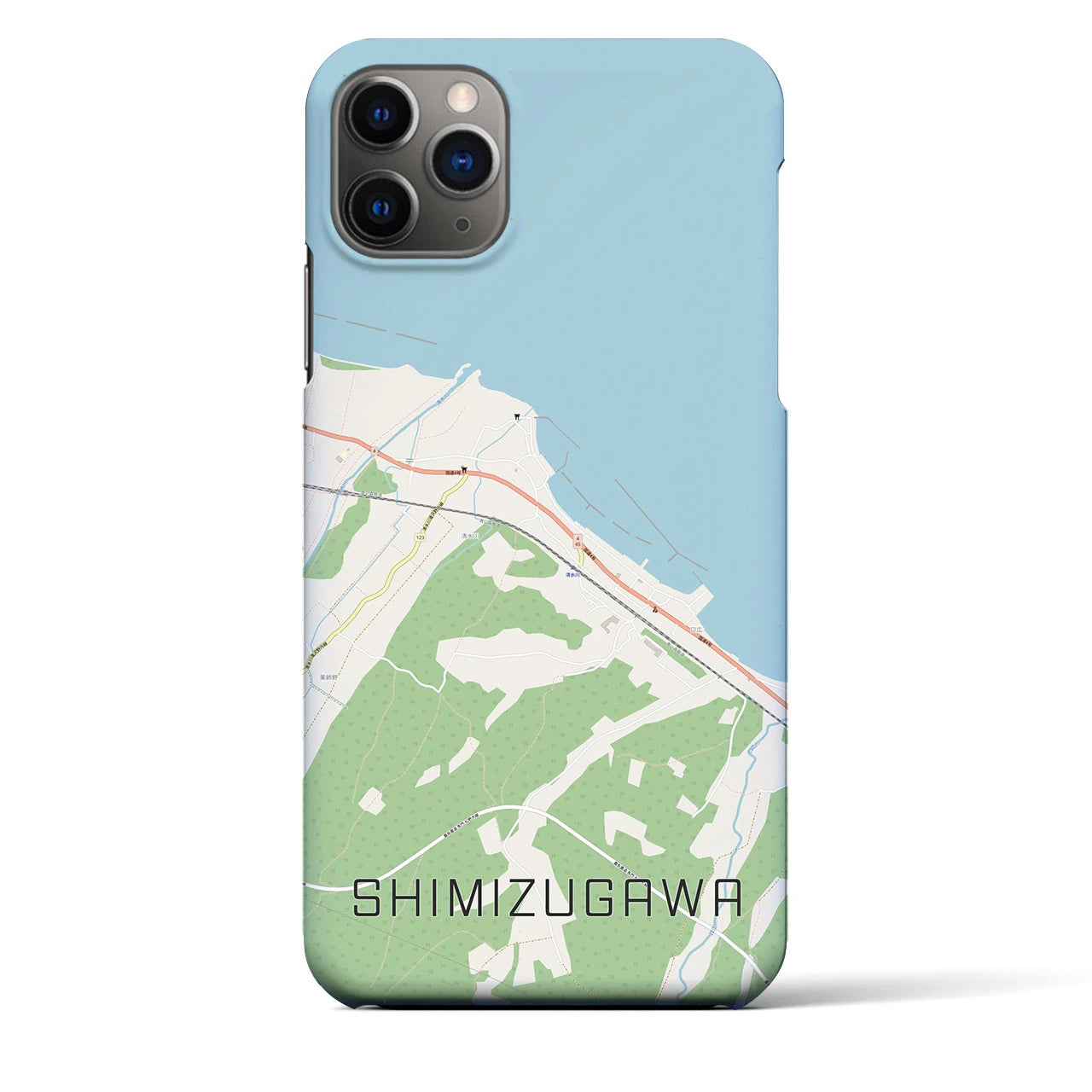 【清水川】地図柄iPhoneケース（バックカバータイプ・ナチュラル）iPhone 11 Pro Max 用