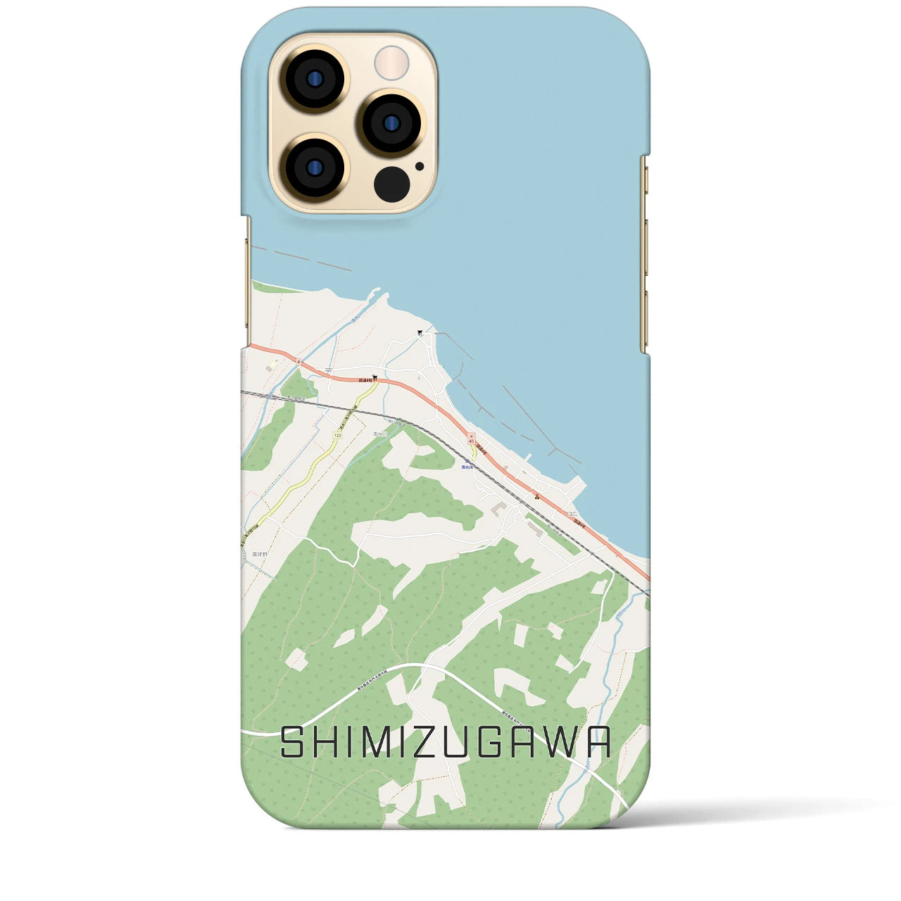 【清水川】地図柄iPhoneケース（バックカバータイプ・ナチュラル）iPhone 12 Pro Max 用