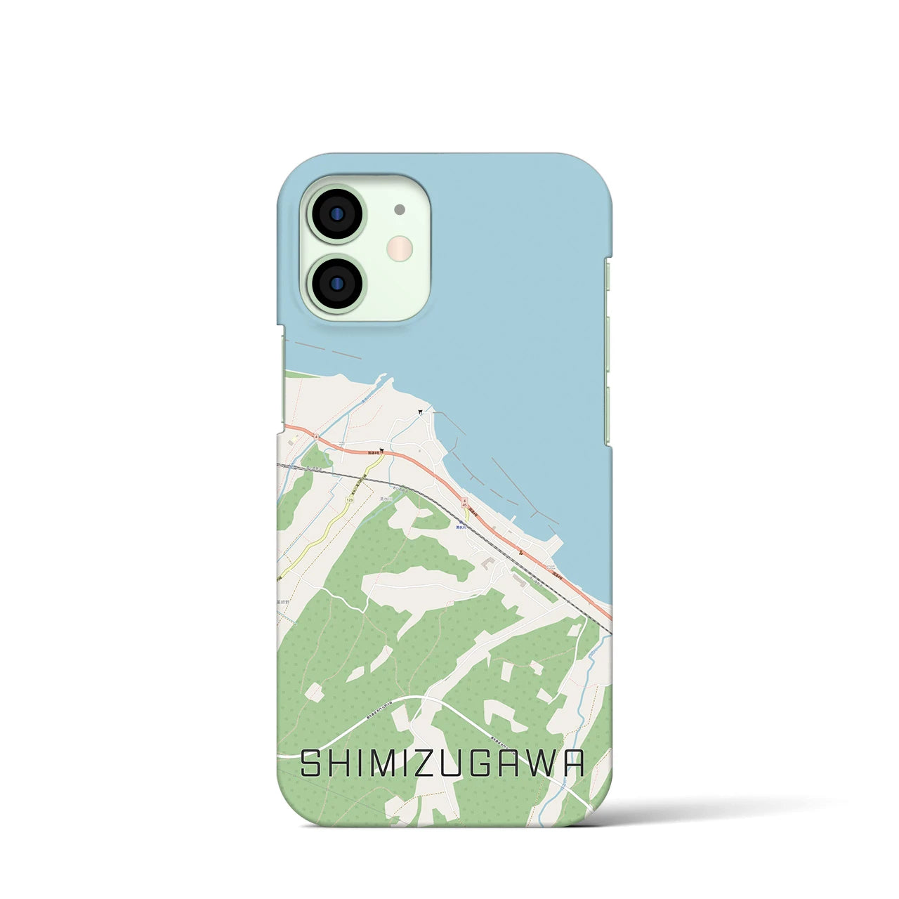 【清水川】地図柄iPhoneケース（バックカバータイプ・ナチュラル）iPhone 12 mini 用