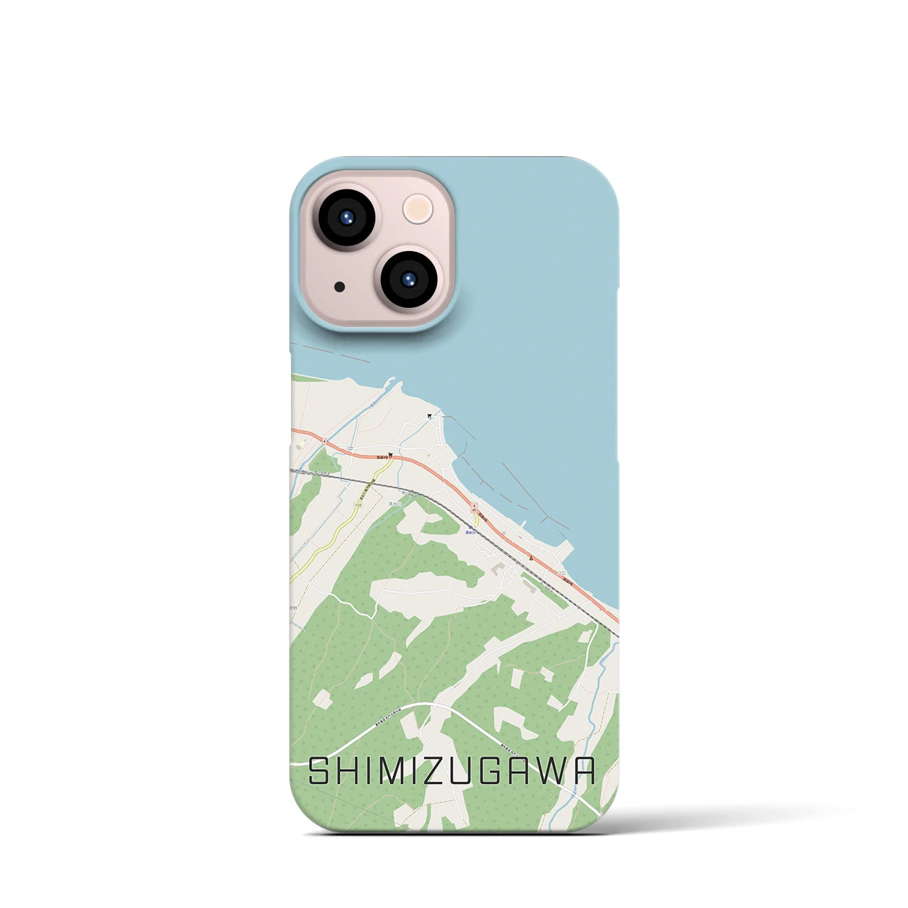 【清水川】地図柄iPhoneケース（バックカバータイプ・ナチュラル）iPhone 13 mini 用