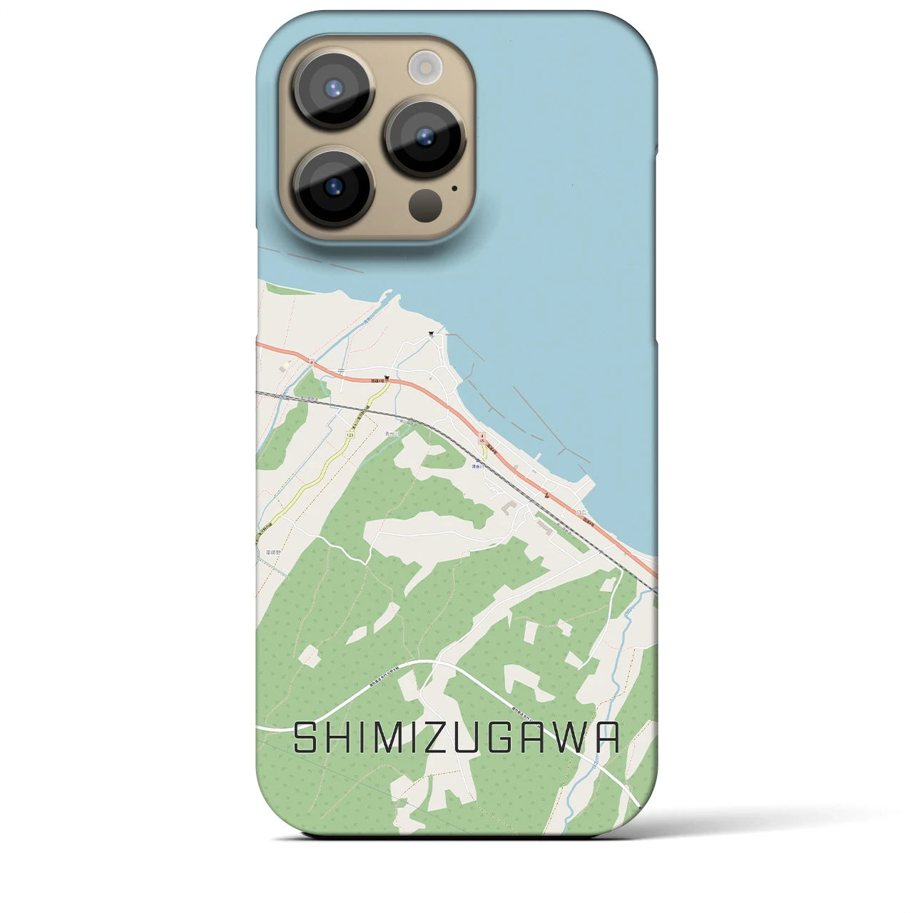 【清水川】地図柄iPhoneケース（バックカバータイプ・ナチュラル）iPhone 14 Pro Max 用