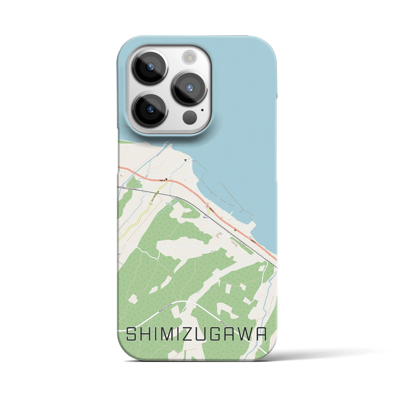 【清水川】地図柄iPhoneケース（バックカバータイプ・ナチュラル）iPhone 14 Pro 用