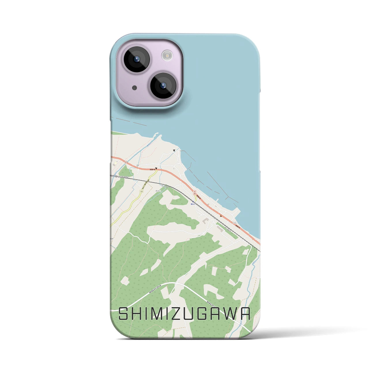 【清水川】地図柄iPhoneケース（バックカバータイプ・ナチュラル）iPhone 14 用