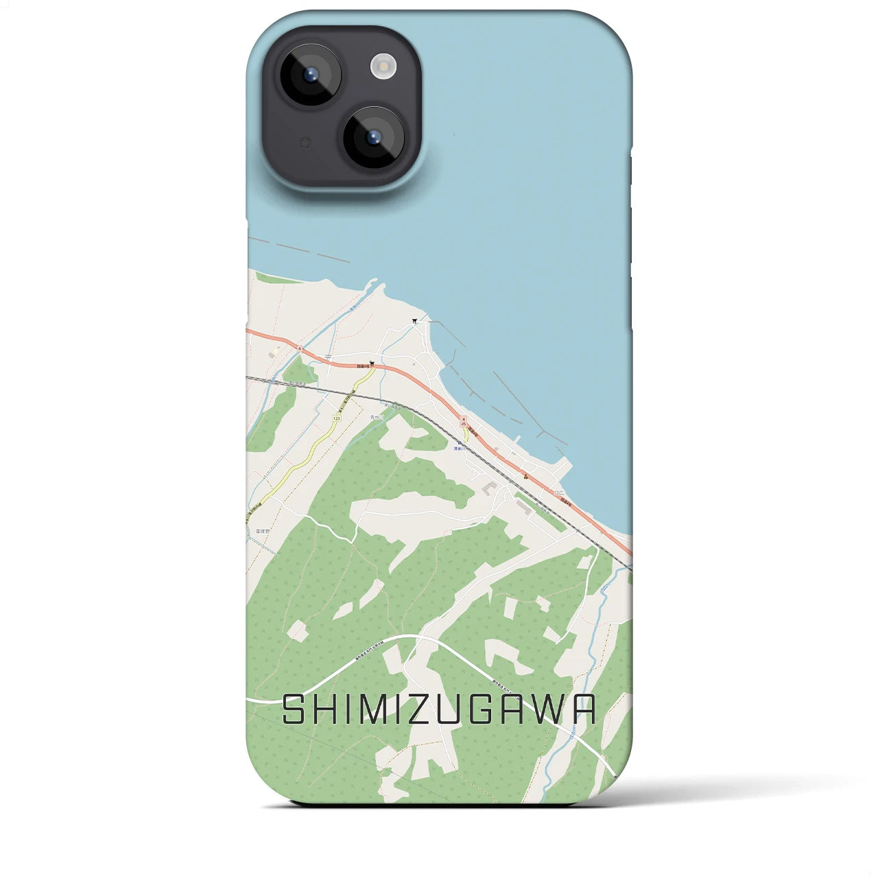 【清水川】地図柄iPhoneケース（バックカバータイプ・ナチュラル）iPhone 14 Plus 用