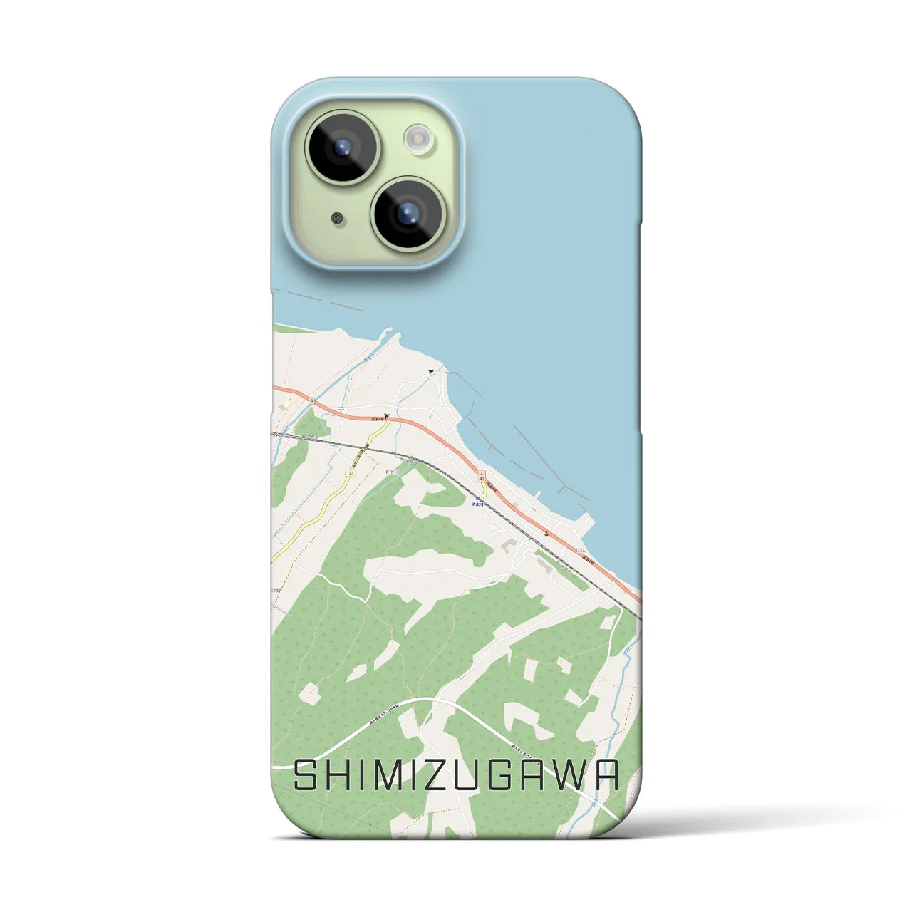 【清水川】地図柄iPhoneケース（バックカバータイプ・ナチュラル）iPhone 15 用