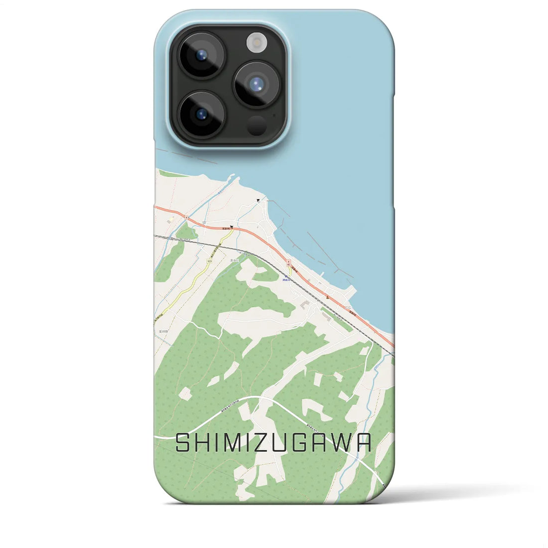 【清水川】地図柄iPhoneケース（バックカバータイプ・ナチュラル）iPhone 15 Pro Max 用