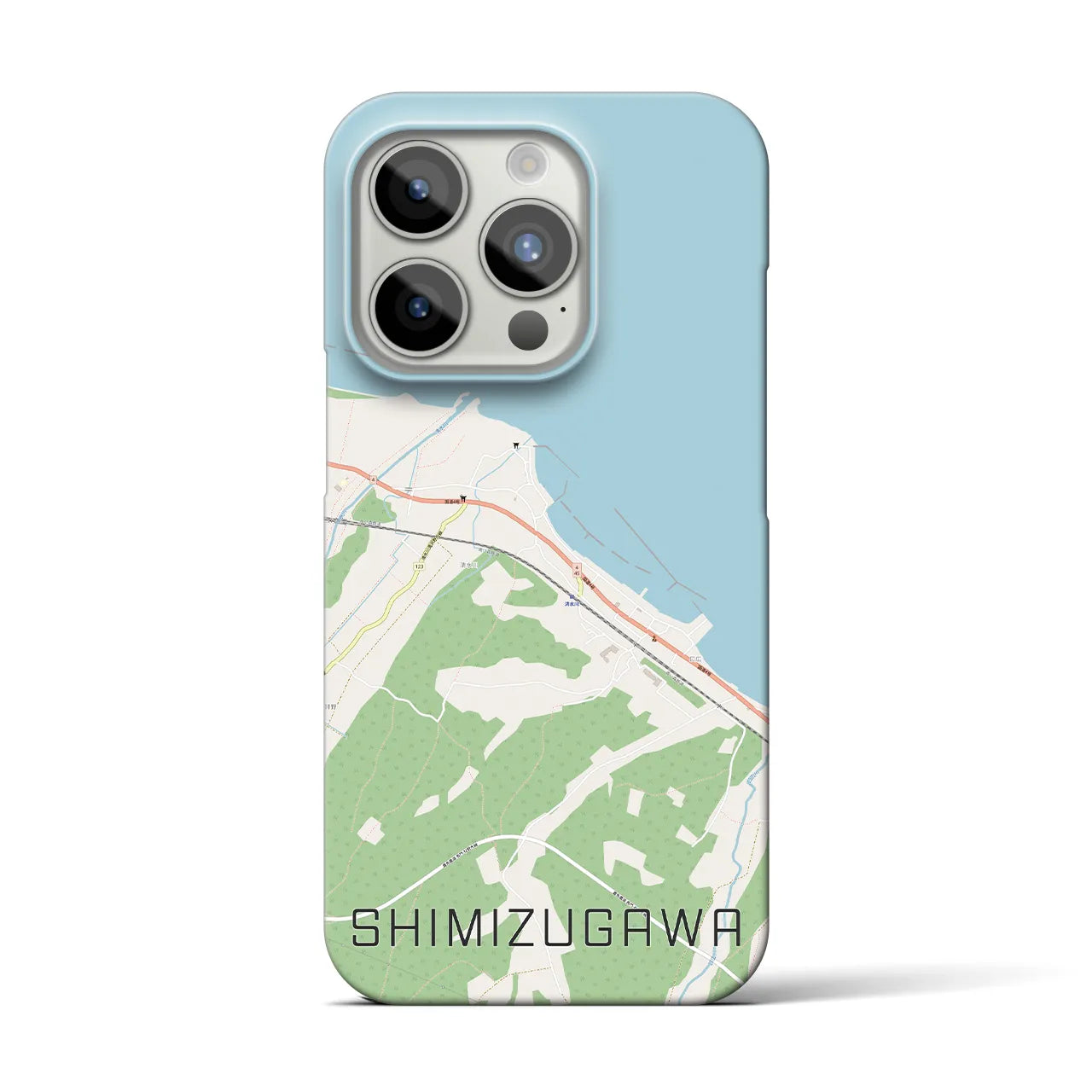 【清水川】地図柄iPhoneケース（バックカバータイプ・ナチュラル）iPhone 15 Pro 用