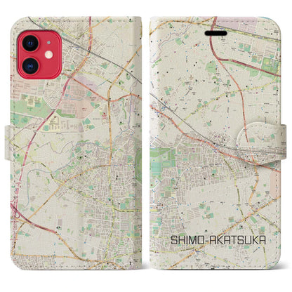 【下赤塚（東京都）】地図柄iPhoneケース（手帳タイプ）ナチュラル・iPhone 11 用